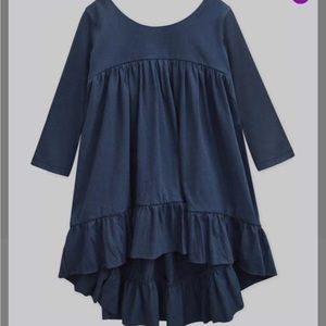 • Navy Ruffle-Hem Naomi Hi-Low Dress •
